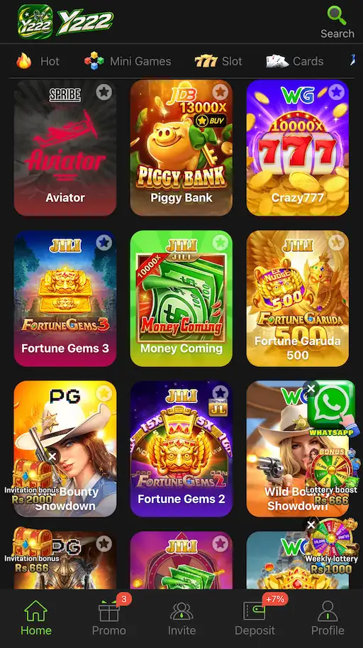 Royalx777 game app screenshot showing game features